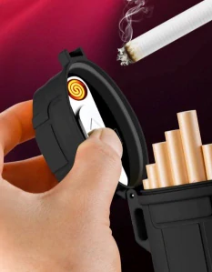 Praktické vodeodolné púzdro na cigarety s USB zapaľovačom