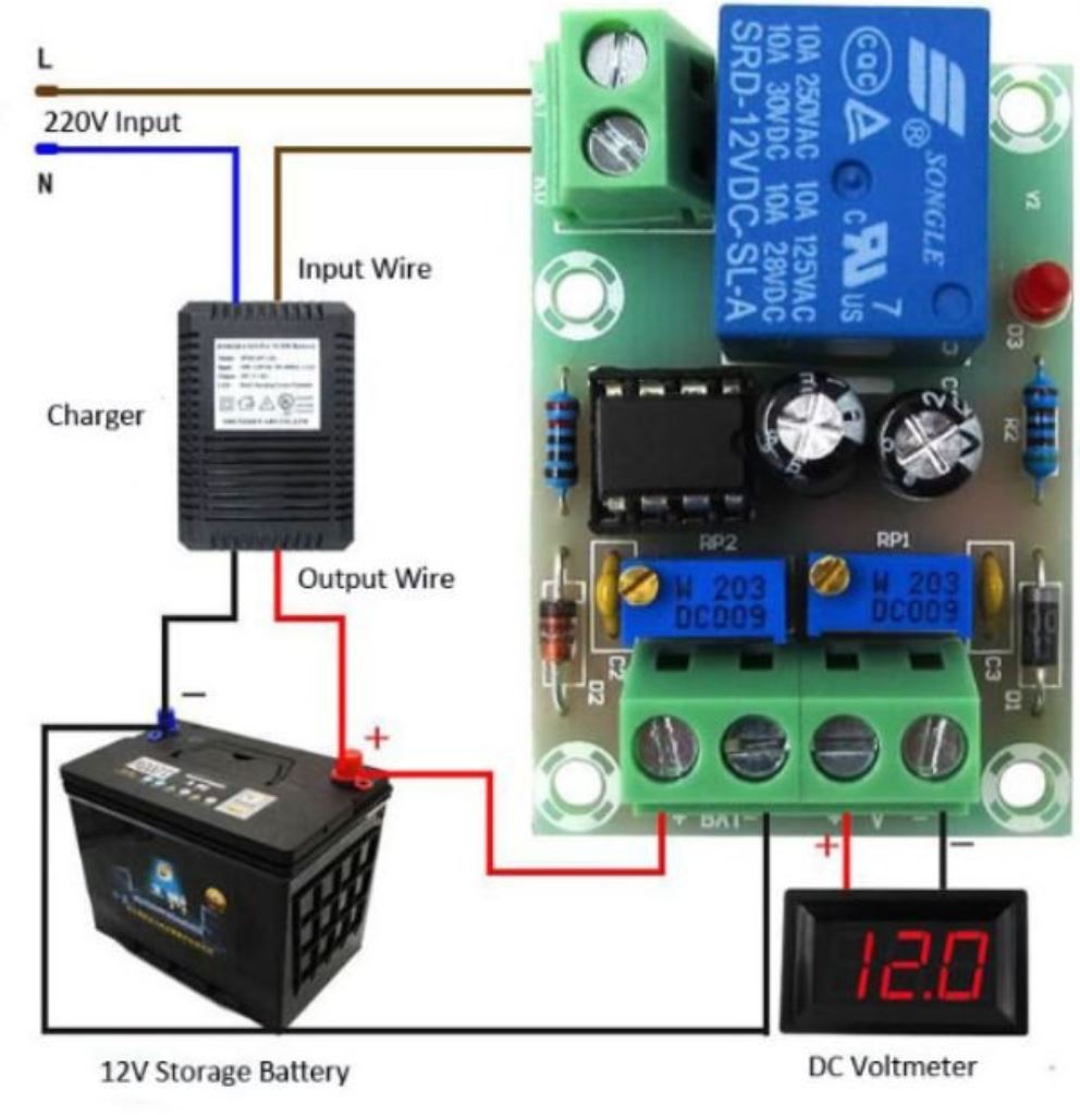 12V inteligentný nabíjací kontrolný modul - automatické zastavenie nabíjania