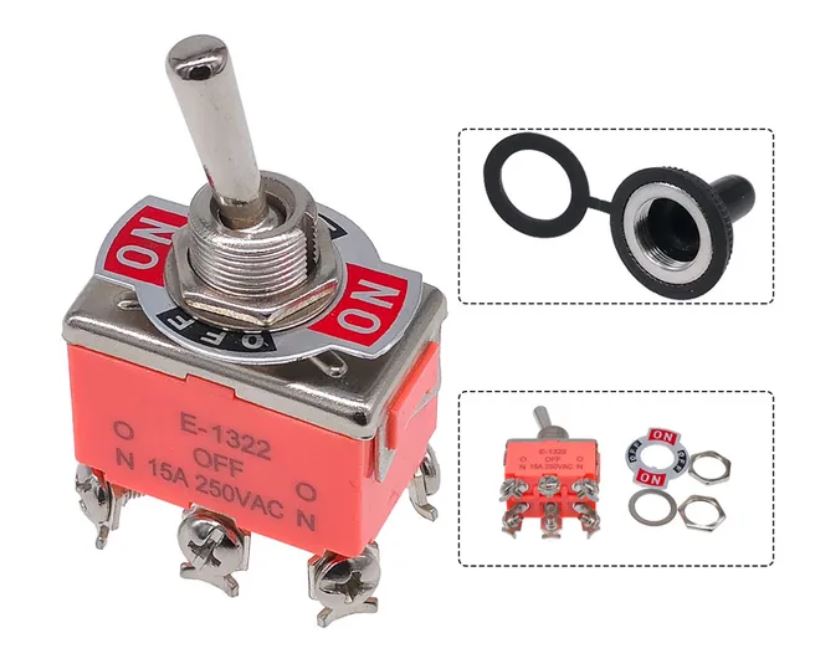 Trojpolohový spínač / vypínač 15A 12V-250V s vodeodolným púzdrom
