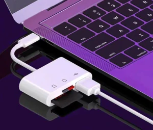 USB C adaptér pre SD / mikro SD karty a USB vstup