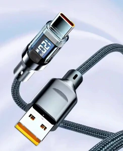 Nabíjací a data výkonný USB C kábel 2m s displejom - výber varianty