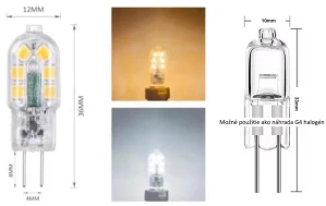12V LED žiarovka pre konektor G4 halogén
