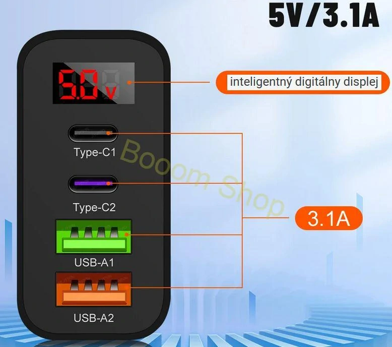 USB nabíjačka s inteligentným displejom