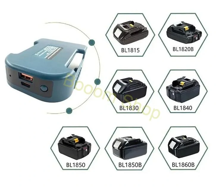 USB držiak na opasok pre batérie makita - USB A USB C redukcia batérie makita