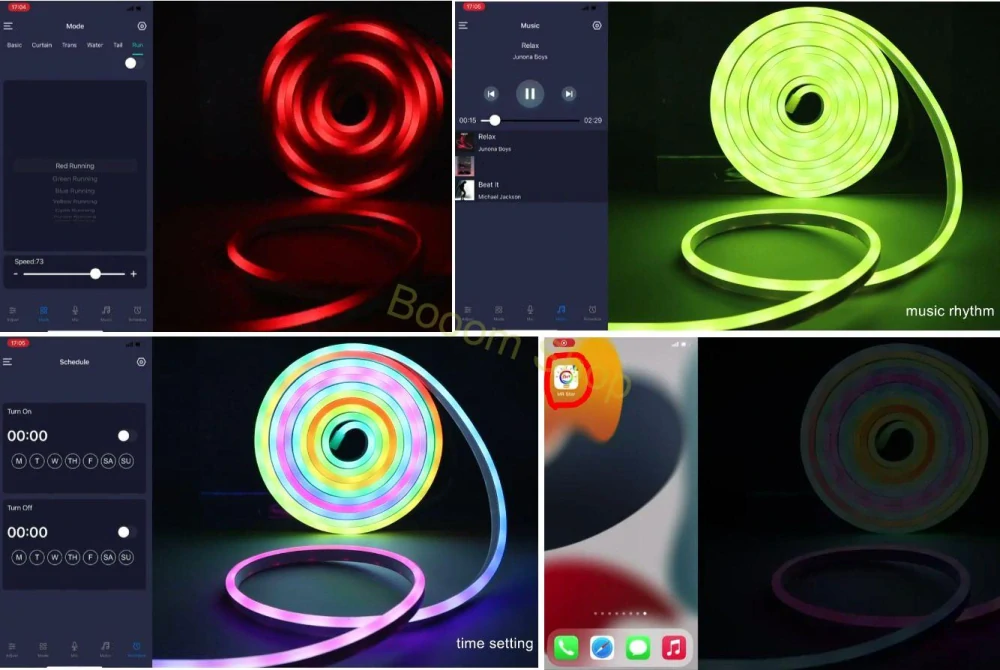 Programovateľný LED neónový pás - bluetooth aplikácia pre smart telefóny