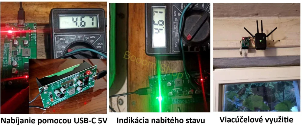 Modul pre 2x 3,7V 18650 batérie - 5V, 9V, 12V DC zdroj 