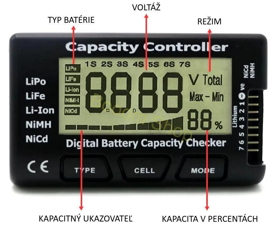 Digitálny tester článkov a batérií 