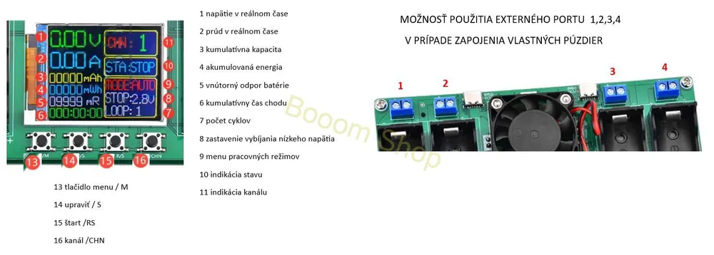 Modul určený na testovanie 18650 článkov - nabíjanie / vybíjanie