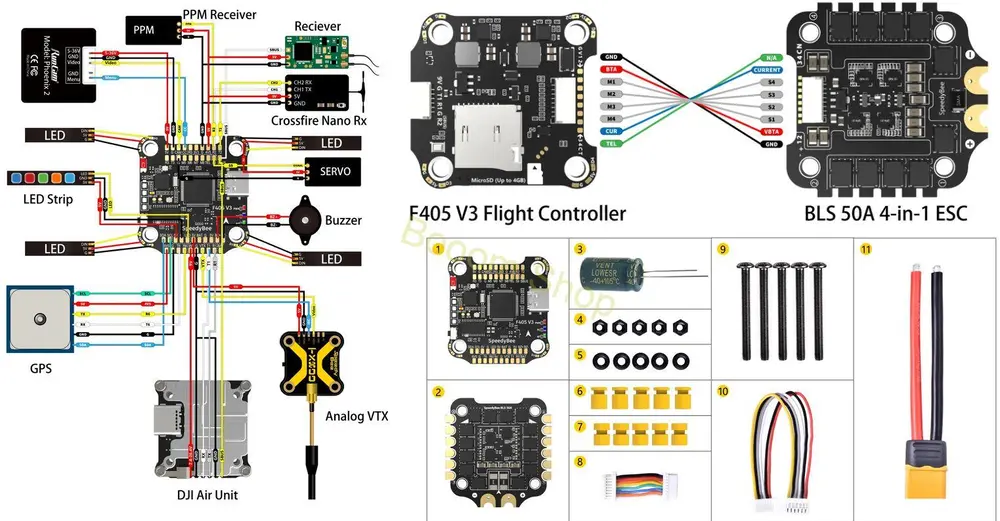 Letový ovládač SpeedyBee pre FPV dron + ESC 6s 50A