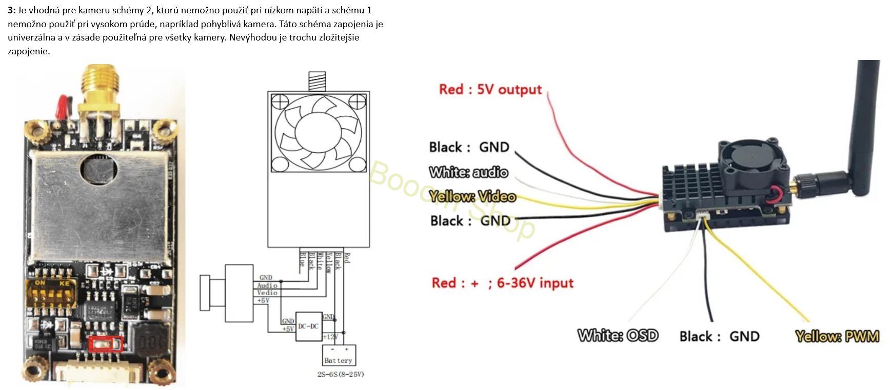 Long range video audio vysielač pre FPC drony a RC modely - 2000mW