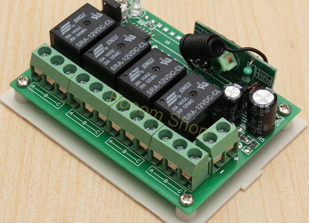 12V 4 kánalový bezdrôtový ovládací modul 100m - 2x ovládač