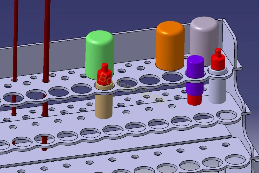 Organizér akrylových farieb s doplnkami - vallejo otvor 26mm - DXF STP formát - laser cutting
