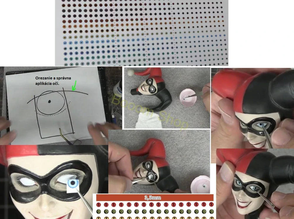 Realistické oči pre figúrky - obtlačkový hárok