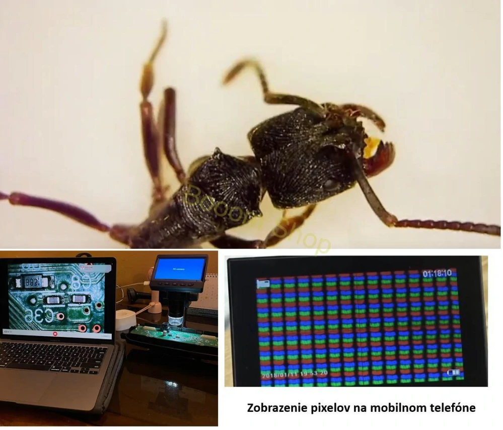 Digitálny mikroskop s vlastnou batériou a obrazovkou